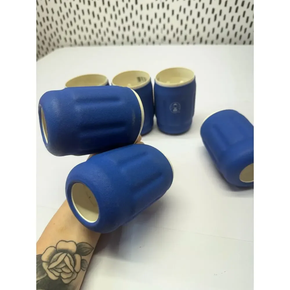6 Coleman Can Bottle Beer Soda Textured Koozie Lantern Logo Insulated blue